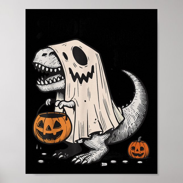 Halloween T-rex Dinosaur Sokysaurus Rex Boys Kids  Poster (Front)