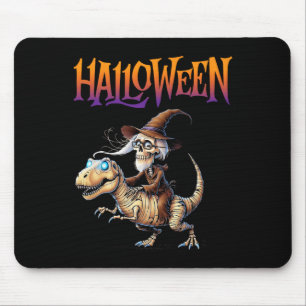Halloween T-rex Skeleton Ride Mouse Pad