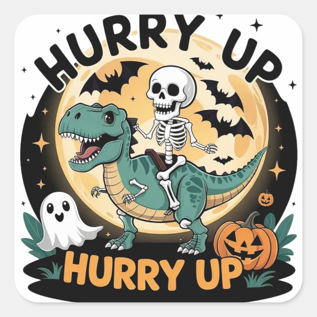 Halloween T-Rex Square Sticker (Front)