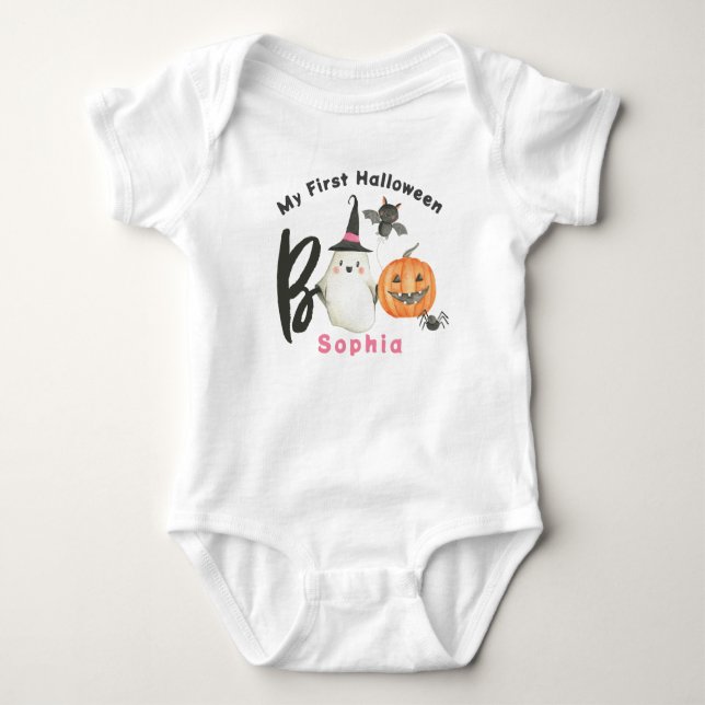 Halloween T-shirt-Boo-Spooky-First Halloween Baby Bodysuit (Front)