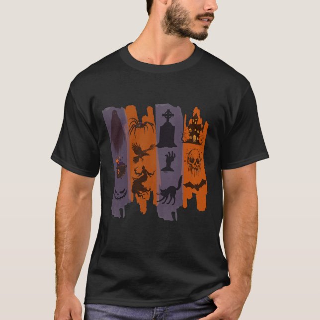 Halloween T-Shirt – Horror Icons Collage (Front)