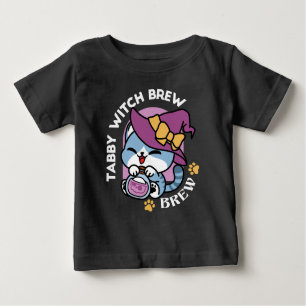 Halloween Tabby Cat – Witch Hat & Potion Art Baby T-Shirt