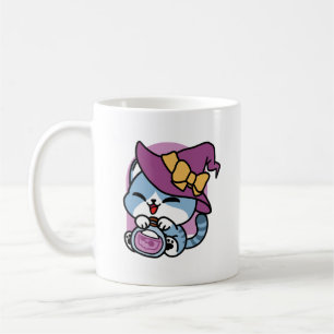 Halloween Tabby Cat – Witch Hat & Potion Art Coffee Mug