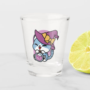 Halloween Tabby Cat – Witch Hat & Potion Art Shot Glass