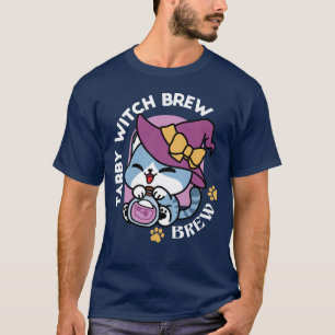 Halloween Tabby Cat – Witch Hat & Potion Art T-Shirt
