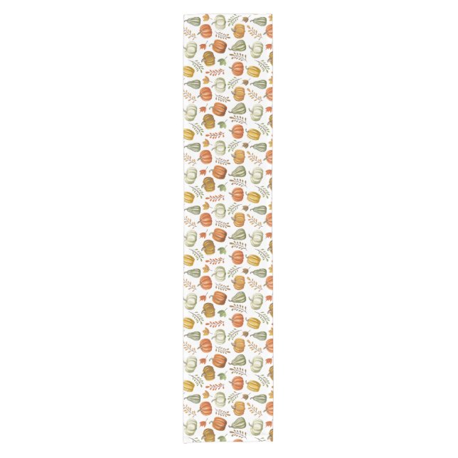 Halloween Table Runner With Pumpkins - White (Front)