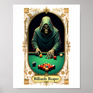 Halloween Tarot Card Skeleton Billiards Reaper  Poster