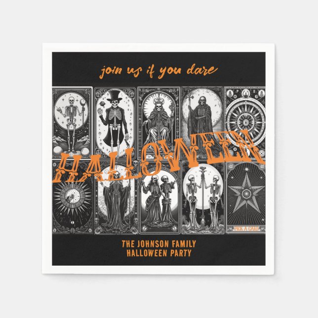 Halloween Tarot Orange Cosplay Spooktacular Party Napkin (Front)