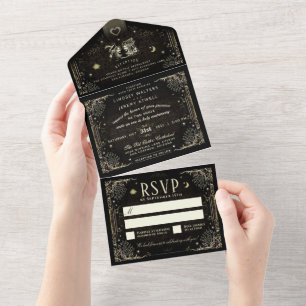 Halloween Tarot "Together With" Wedding All In One Invitation