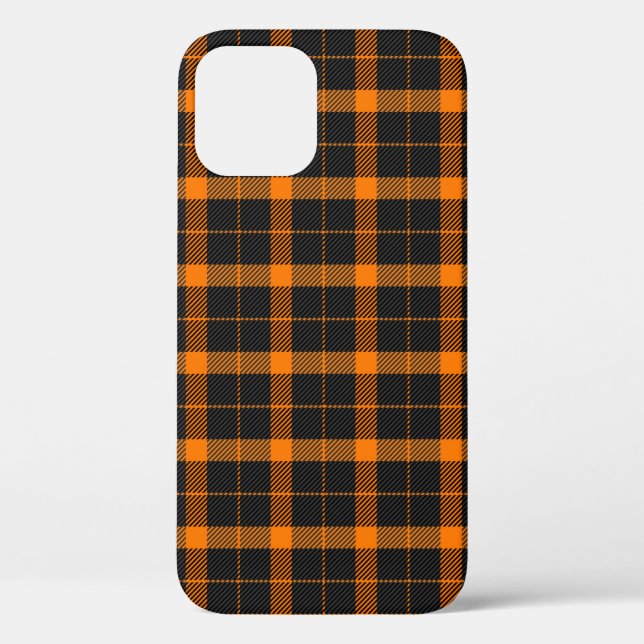 Halloween Tartan plaid. Scottish pattern in orange Case-Mate iPhone Case (Back)