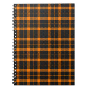 Halloween Tartan plaid. Scottish pattern in orange Notebook