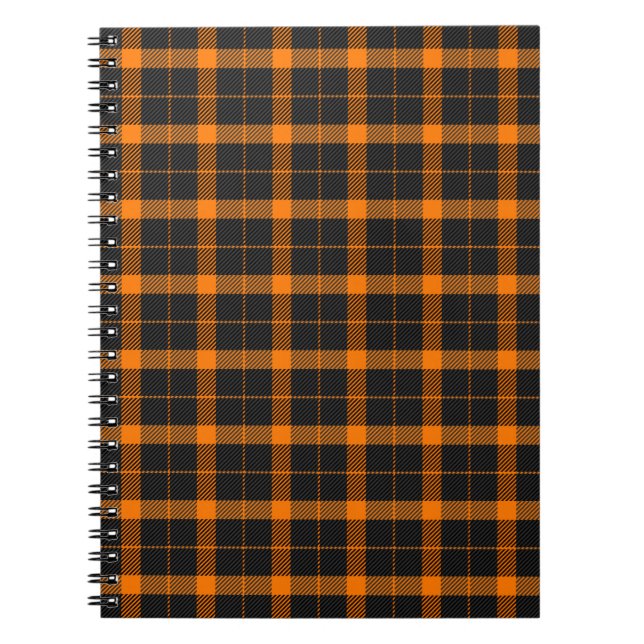 Halloween Tartan plaid. Scottish pattern in orange Notebook (Front)