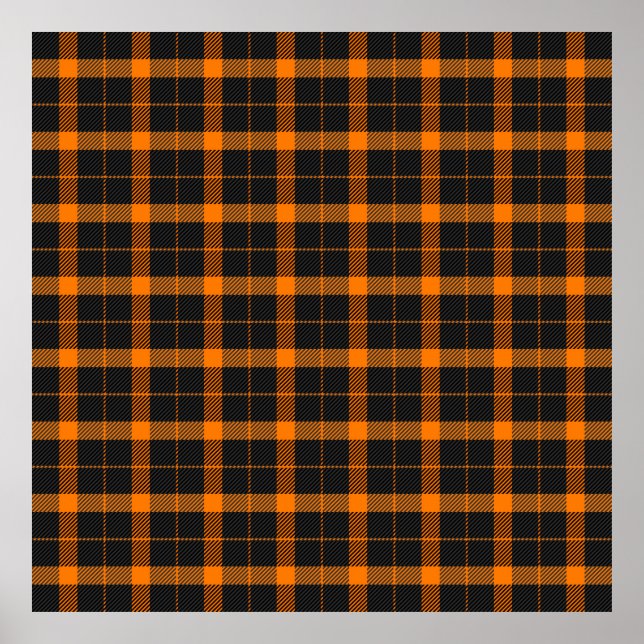 Halloween Tartan plaid. Scottish pattern in orange Poster (Front)