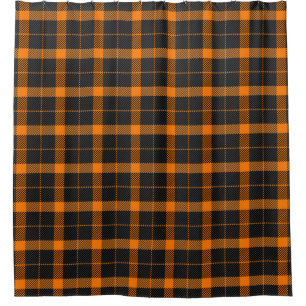 Halloween Tartan plaid. Scottish pattern in orange Shower Curtain