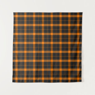 Halloween Tartan plaid. Scottish pattern in orange Tapestry