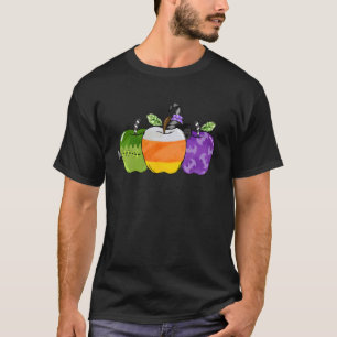 Halloween Teacher Apple Candy Corn Witch Teacher H T-Shirt