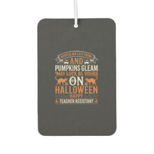 Halloween Teacher Assistant Black Cats and Pumpkin Car Air Freshener