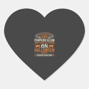 Halloween Teacher Assistant Black Cats and Pumpkin Heart Sticker