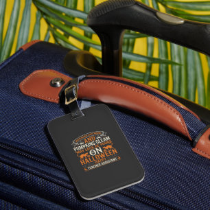 Halloween Teacher Assistant Black Cats and Pumpkin Luggage Tag
