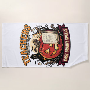 Halloween Teacher Brain Magic Beach Towel