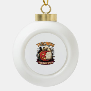 Halloween Teacher Brain Magic Ceramic Ball Christmas Ornament