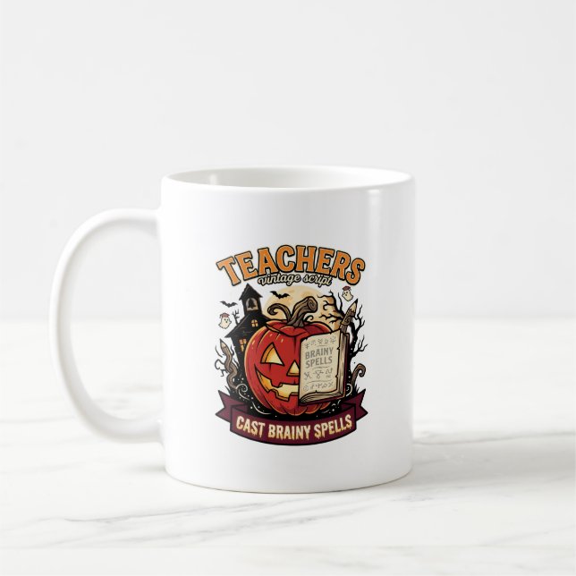 Halloween Teacher Brain Magic Coffee Mug (Left)