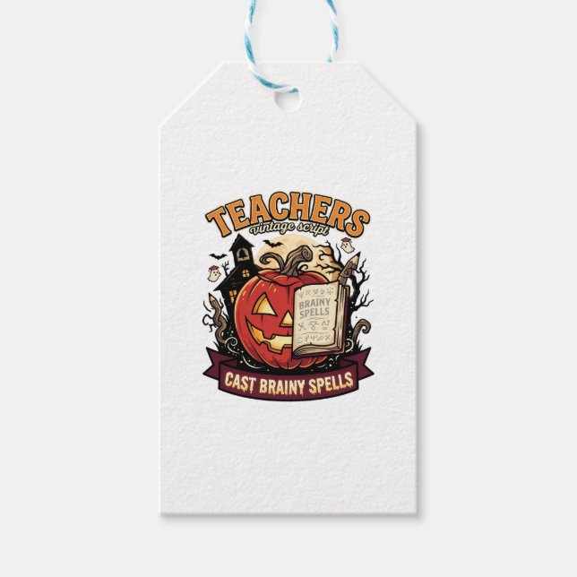 Halloween Teacher Brain Magic Gift Tags (Front)