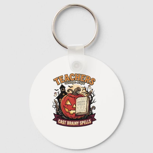 Halloween Teacher Brain Magic Key Ring (Front)