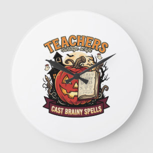 Halloween Teacher Brain Magic Large Clock