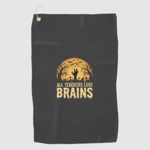 Halloween Teacher Brains Golf Towel