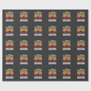 Halloween Teacher Brains Haunted House Wrapping Paper