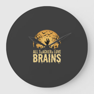 Halloween Teacher Brains Large Clock