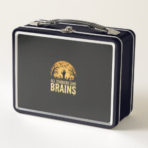 Halloween Teacher Brains Metal Lunch Box