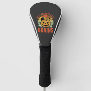 Halloween Teacher Brains Vintage Pumpkin Owl Golf Head Cover