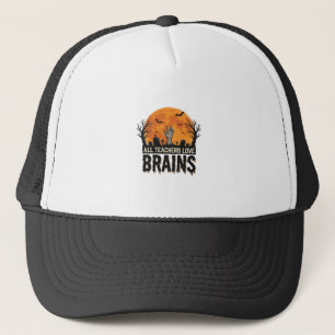 Halloween Teacher Brains Vintage Vector Design_1 Trucker Hat