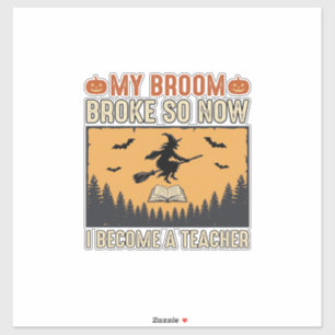 Halloween Teacher Broom Broke Vintage Design_1