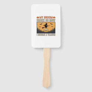 Halloween Teacher Broom Broke Vintage Design_1 Hand Fan