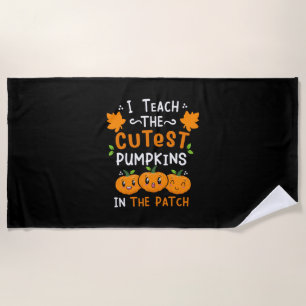 Halloween Teacher Cutest Pumpkins Birthday Beach Towel