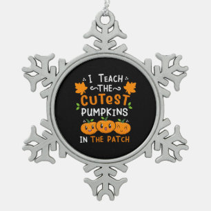 Halloween Teacher Cutest Pumpkins Birthday Snowflake Pewter Christmas Ornament