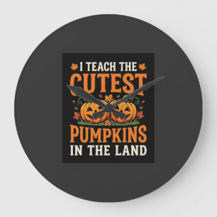 Halloween Teacher Cutest Pumpkins Design_1 Large Clock