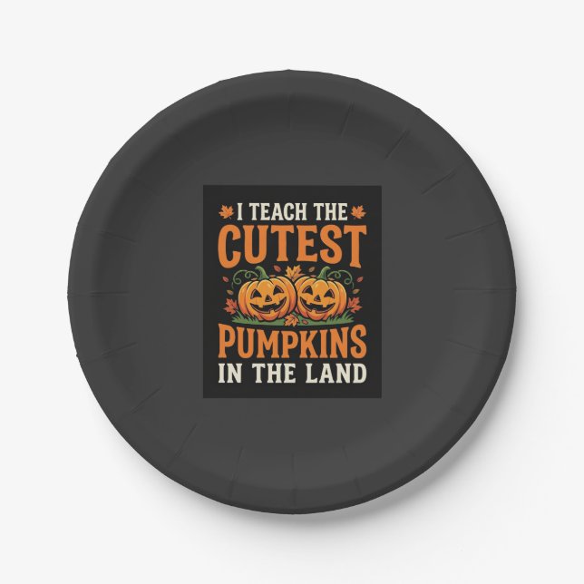 Halloween Teacher Cutest Pumpkins Design_1 Paper Plate (Front)