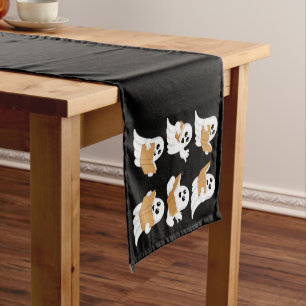 Halloween Teacher Ghost Reading Books Librarian Short Table Runner