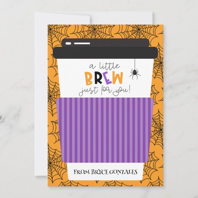 Halloween Teacher Gift Card Holder A little Brew (Front)