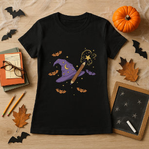 Halloween Teacher Gift Wizard Hat & Wand T-Shirt