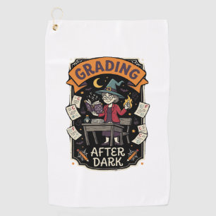 Halloween Teacher Grading After Dark Golf Towel