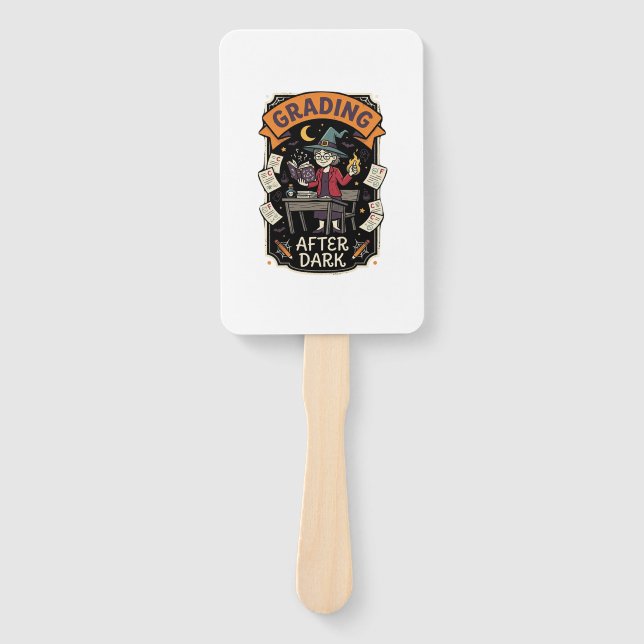 Halloween Teacher Grading After Dark Hand Fan (Front)