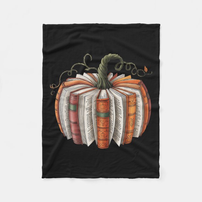 Halloween Teacher Librarians Fall Book Pumpkin Ret Fleece Blanket (Front)