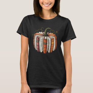 Halloween Teacher Librarians Fall Book Pumpkin Ret T-Shirt