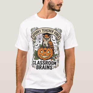 Halloween Teacher Pumpkin Owl Vintage School Shirt