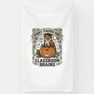 Halloween Teacher Pumpkin Owl Vintage School Shirt Banner